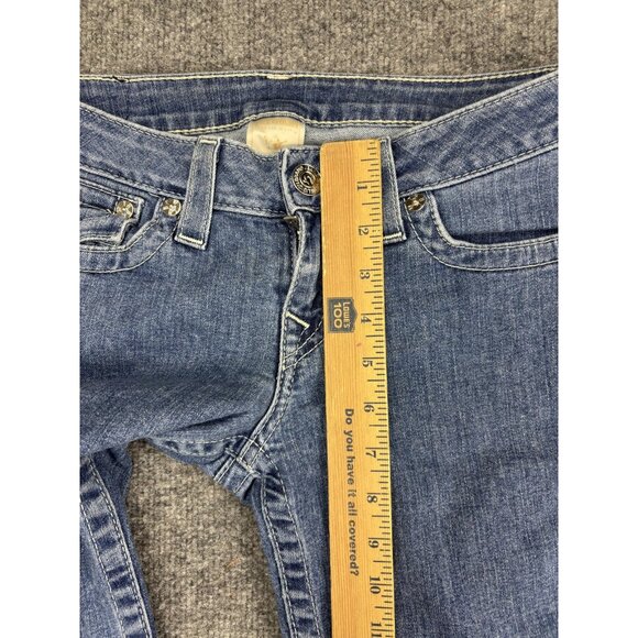True Religion Jeans Womens 28 Blue Straight Leg Made USA Embroidered Pockets - Picture 4 of 9